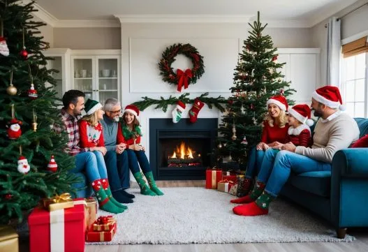 Familie der har julestrømper på